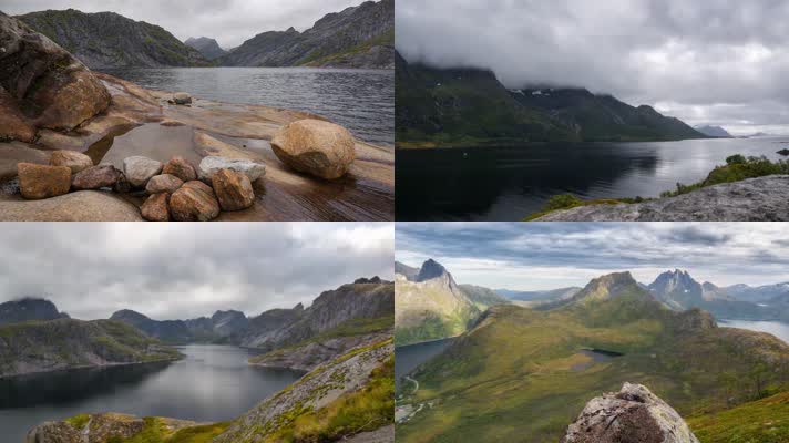 4K壮观自然山川河流挪威之美延迟拍摄