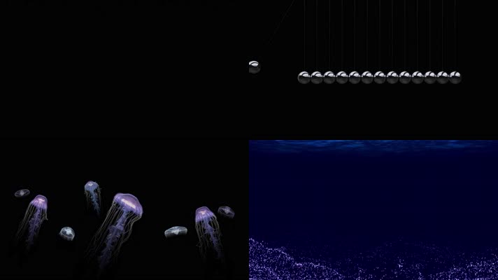 4K 意境音乐玫瑰时空水母鲸鱼背景视频