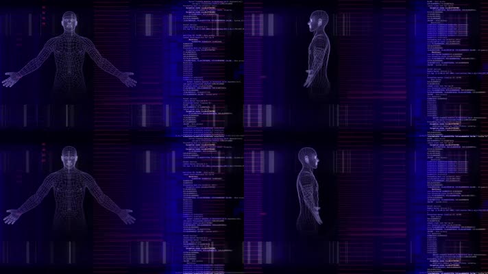 蓝色科技人体数字编程背景视频