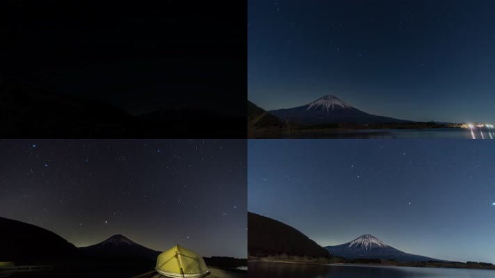 4K日本富士山下田贯湖夜空美景