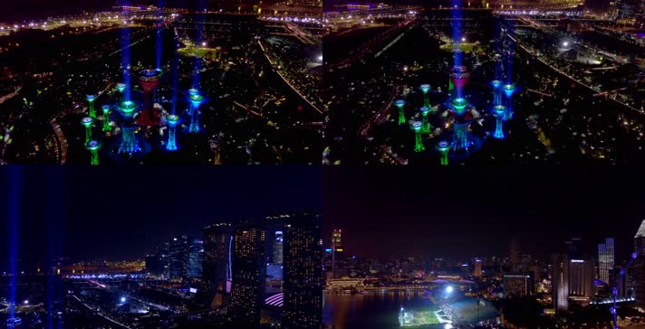 4K航拍夜景新加坡“星球大战节”