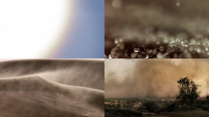 沙漠风暴沙尘暴高清实拍风沙扬沙沙漠天气航拍沙漠风光