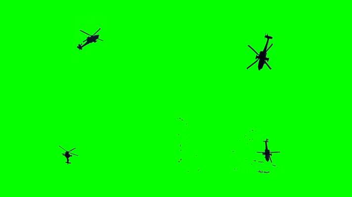 4K绿屏武装直升飞机