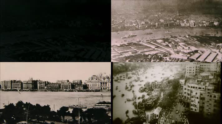 上海外滩老照片黑白影像 民国时期上海人流