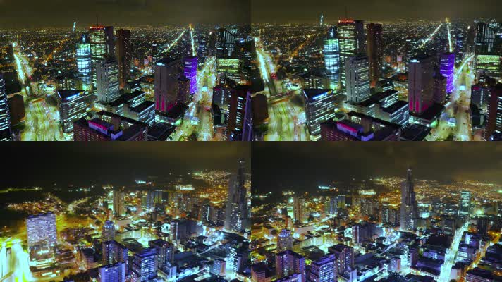 4K航拍哥伦比亚首都波哥大城市夜景