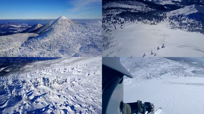 4K航拍日本八甲田背乡村滑雪