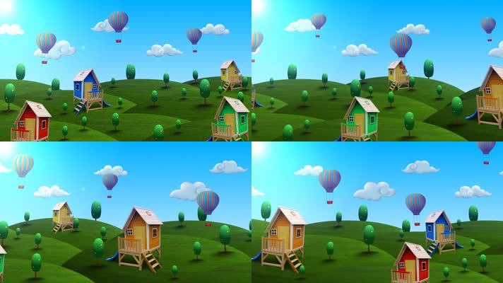 热气球卡通房子