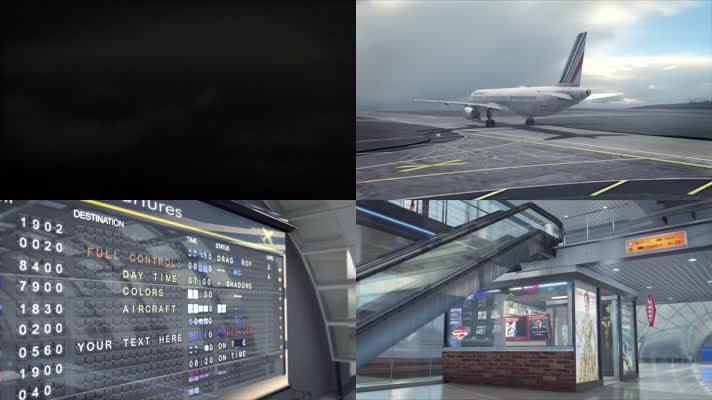 三维飞机飞翔降落机场动画视频