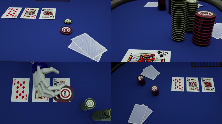 三维动画赌场赌桌筹码扑克牌