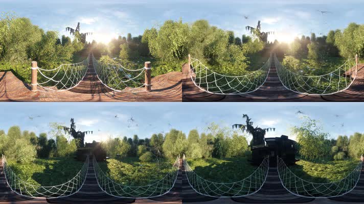 VR360吊桥行走风景全景视频