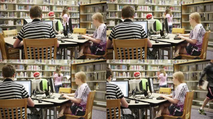 学生在图书馆看书学习