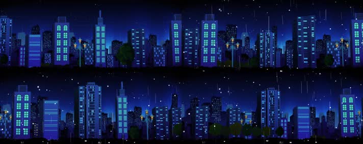 夜晚城市漫画滴答下雨星空悲伤城市
