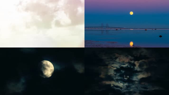 天空流云夕阳黄昏月亮升起日出日落背景视频 画质检查