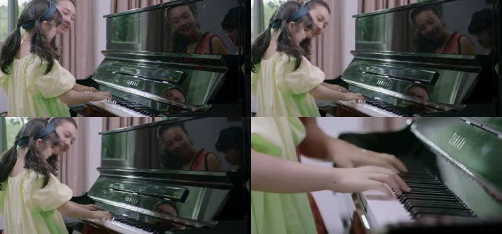 女孩弹钢琴 