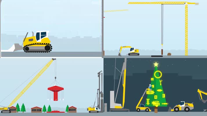 工程机械圣诞节施工宣传片MG动画