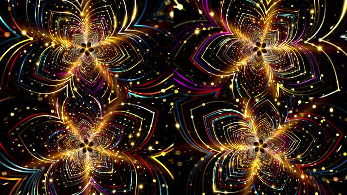 荧光粒子彩虹花瓣循环背景