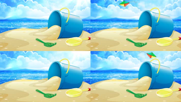 原版大海沙滩玩具卡通背景