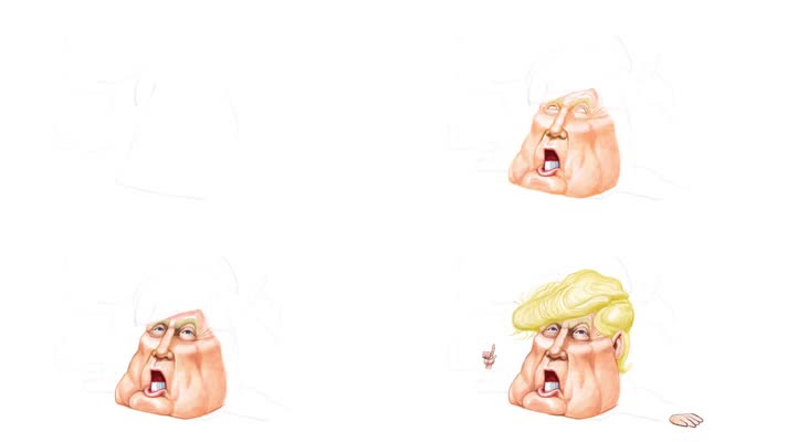 手绘漫画美国总统特朗普