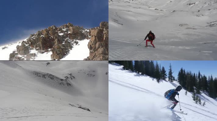 高清实拍航拍滑雪体育运动
