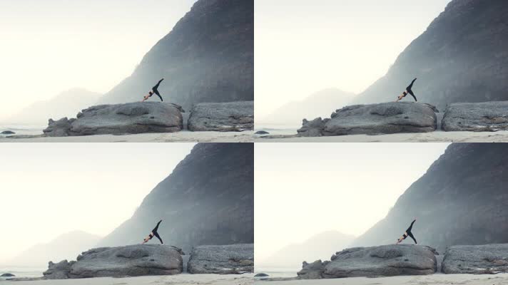 海边岩石瑜伽