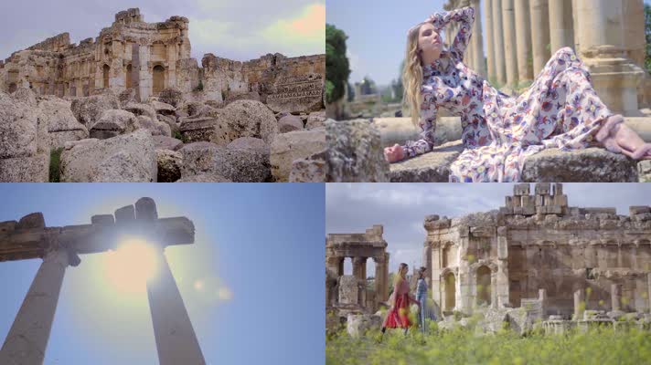 欧洲罗马遗址美女时装宣传片
