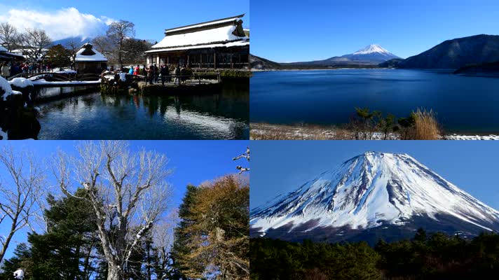 美丽冬天富士山旅游风景宣传片