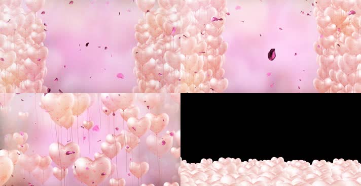 美丽漂亮高端婚礼气球花瓣背景视频
