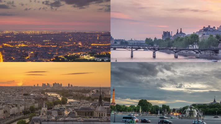 航拍法国巴黎城市延时宣传片