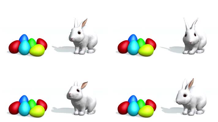 色彩缤纷复活节白色兔子