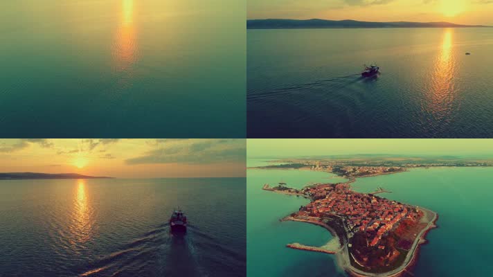 航拍保加利亚黑海内塞巴尔美景