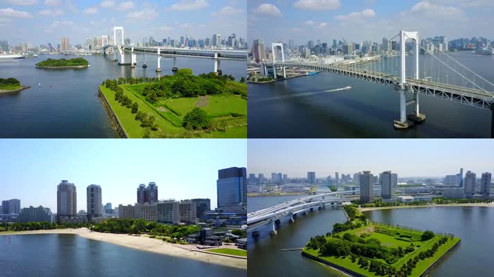 航拍日本东京湾台场大桥视频素材