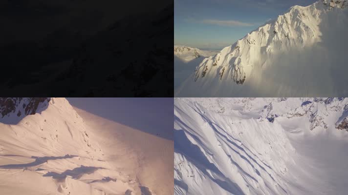 航拍雪山雪峰滑雪极限运动开场视频