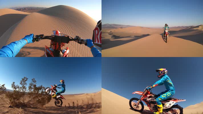 沙漠越野摩托车特技极限运动