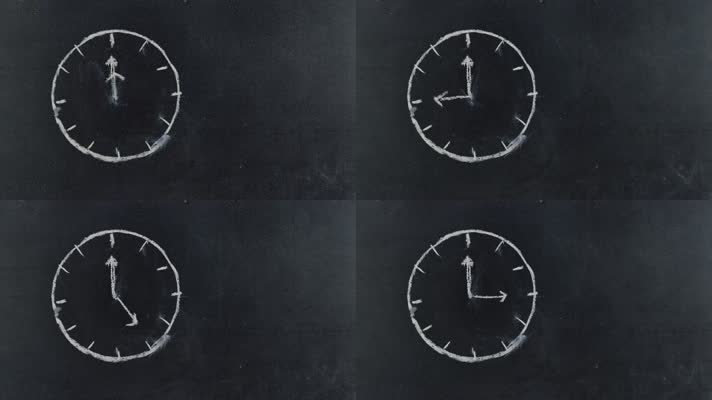 黑板粉笔手绘时钟定格运动视频素材