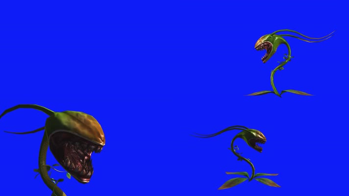 蓝屏肉食植物怪物BOSS抠像特效
