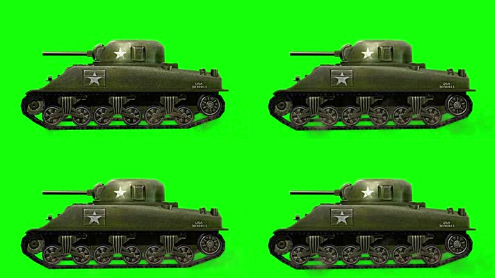 绿屏美国二战坦克M4移动