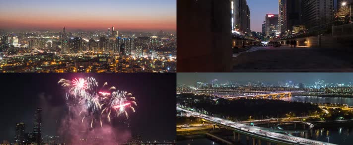 韩国首尔城市风光延时摄影视频