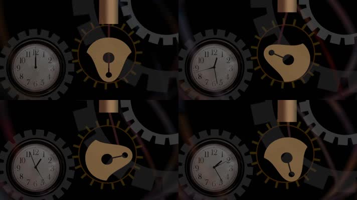 时钟和齿轮动画背景视频