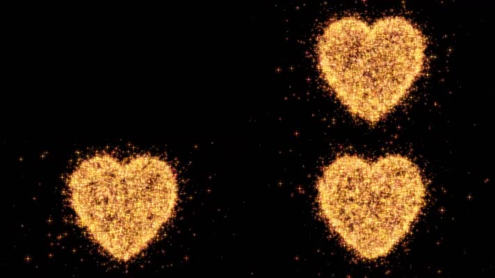 金色星光粒子心形爱情背景视频