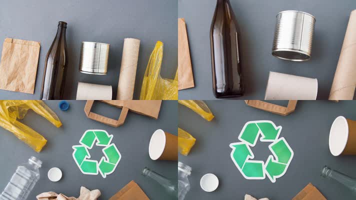 4K超清回收垃圾处理分类绿色标志
