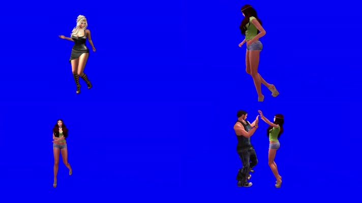 蓝屏三维人物舞蹈抠像素材