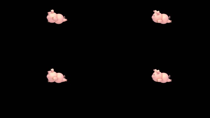 【透明】卡通飞翔小猪动画