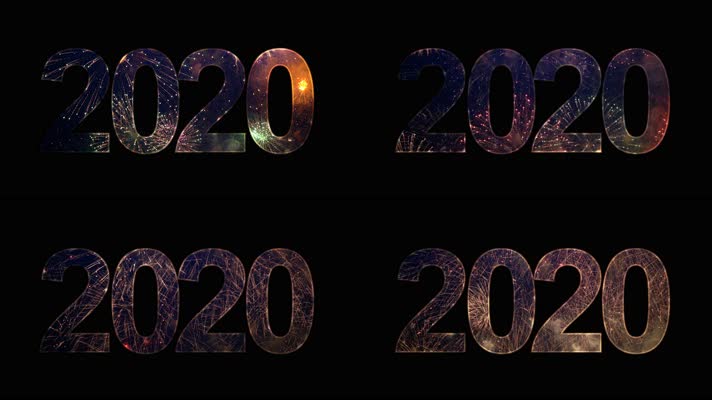 4K新年2020烟花透明背景