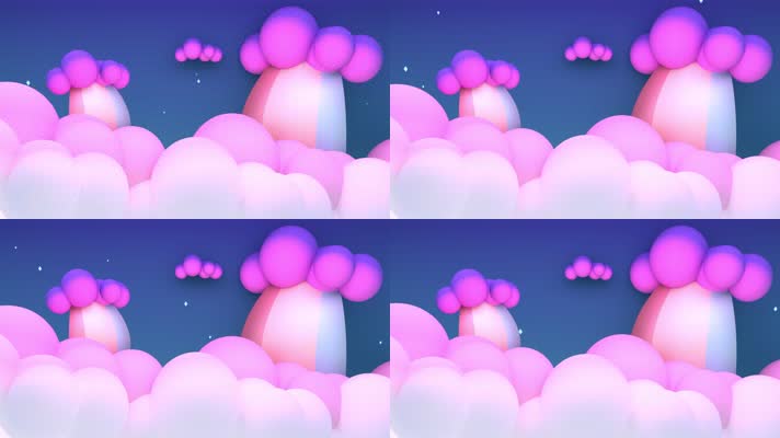 云朵彩虹卡通3d动画