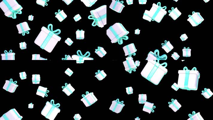 【透明】蓝色礼物盒卡通3d动画
