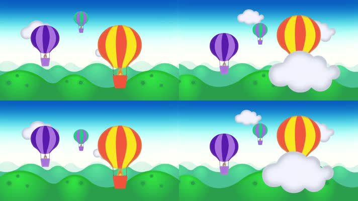 气球飞翔卡通背景循环