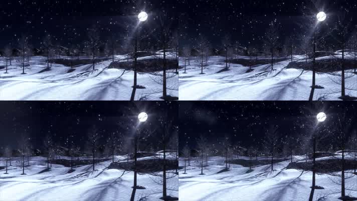 4k夜晚雪景