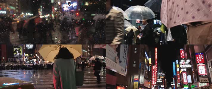 东京涩谷下雨天