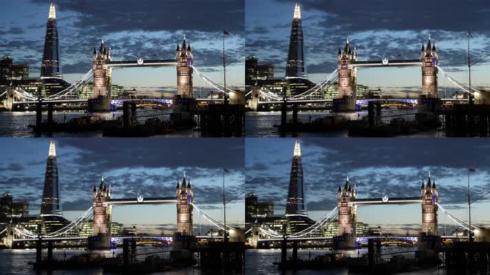 伦敦 伦敦桥 夜景 泰晤士河  