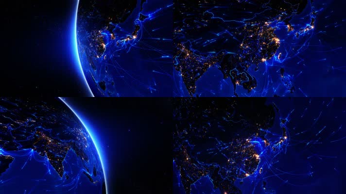 中国 亚洲 城市灯光太空看地球 